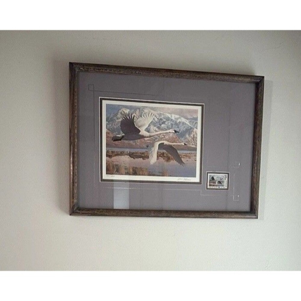 Leon Parson Signed #ed 1986 Framed Utah Migratory Waterfowl Print & Stamped